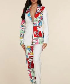 Social Butterfly Collection New Arrivals Color Block Plus Size Two Piece Pant Suit