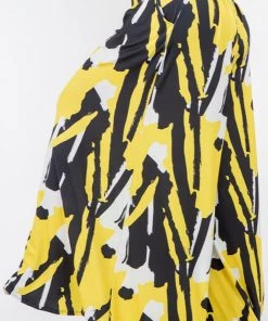 Social Butterfly Collection New Arrivals Black White Yellow Abstract Print Palazzo Pants