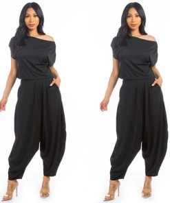 Social Butterfly Collection New Arrivals Two Piece Black Harem Pant Set
