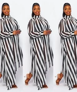 Social Butterfly Collection New Arrivals Plus Size Black White Side High Low Dress