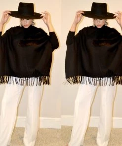 Social Butterfly Collection Black Faux Fur Fringe Detail Sweater Top Sale