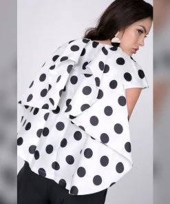 Social Butterfly Collection White Black Polka Dot Cascading Back Jacket 26 Social Butterfly Collection White Black Polka Dot Cascading Back Jacket