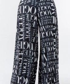 Social Butterfly Collection Black White Vogue Print Palazzo Pants New Arrivals