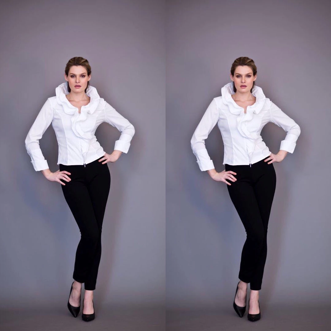 Social Butterfly Collection White Ruffle Neckline Top 13 Social Butterfly Collection White Ruffle Neckline Top