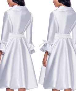 Social Butterfly Collection New Arrivals White Bubble Hemline Coat Dress