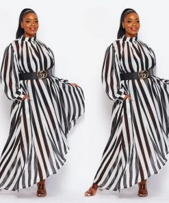 Social Butterfly Collection New Arrivals Plus Size Black White Side High Low Dress