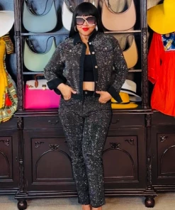 Social Butterfly Collection Black Denim Bling Bling Jeans New Arrivals