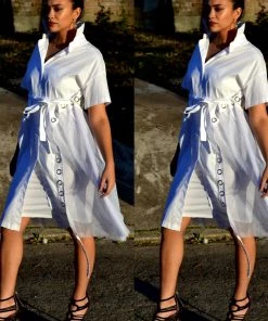 Social Butterfly Collection White Or Black Button Down Grommet Detail Top