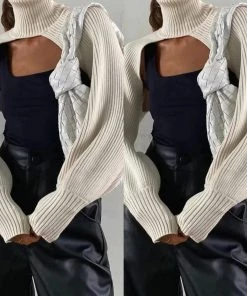 Social Butterfly Collection Accessories Turtleneck Sweater Scarf With Sleeves