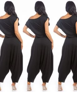 Social Butterfly Collection New Arrivals Black Two Piece Harem Pant Set