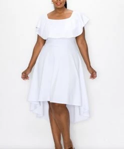 Social Butterfly Collection White Off The Shoulder High Low Dress