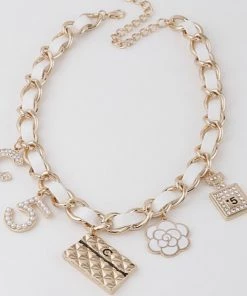 Social Butterfly Collection White Ribbon Gold Charm Necklace New Arrivals