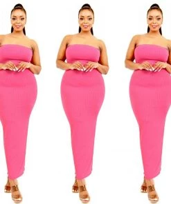 Social Butterfly Collection New Arrivals Pink Plus Size Two Piece Form Fitted Dress Duster Set