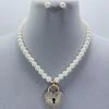 Social Butterfly Collection Pearl Lock Heart Necklace New Arrivals
