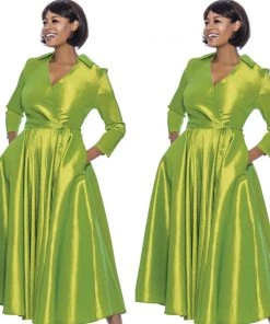 Social Butterfly Collection Green Classic Style Faux Wrap Dress 15 Social Butterfly Collection Green Classic Style Faux Wrap Dress