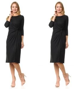 Social Butterfly Collection Black Side Ruching Dress