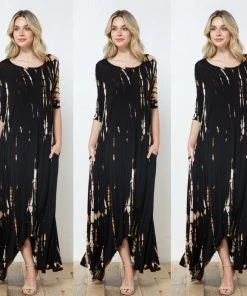 Social Butterfly Collection New Arrivals Tie Dye Print Long Maxi Handkerchief Dress