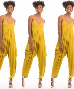 Social Butterfly Collection New Arrivals Yellow Scoop Neck Harem Jumpsuit