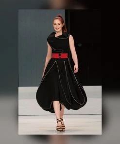 Social Butterfly Collection Black Zipper Detail Bubble Hem Dress