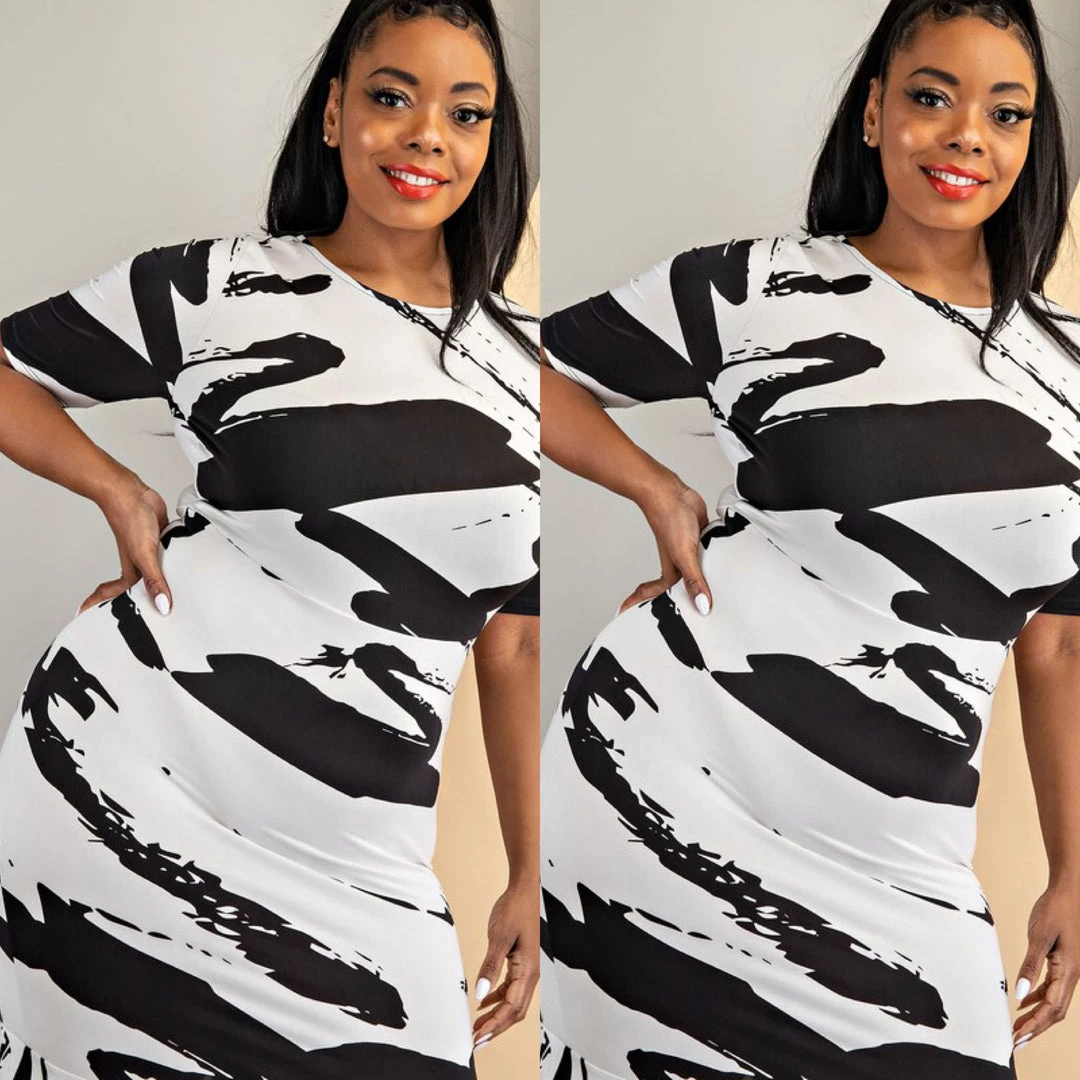 Social Butterfly Collection Plus Size Black White Form Fitted Dress 5 Social Butterfly Collection Plus Size Black White Form Fitted Dress