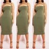 Social Butterfly Collection New Arrivals Olive Green Strapless Tube Top Midi Dress 1 Social Butterfly Collection New Arrivals Olive Green Strapless Tube Top Midi Dress