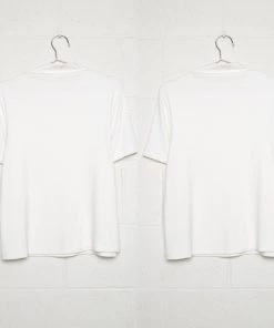 Social Butterfly Collection Black Or White Cotton Mock Neck Top