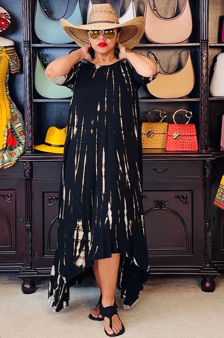 Social Butterfly Collection New Arrivals Black Taupe Tie Dye Handkerchief Dress 4 Social Butterfly Collection New Arrivals Black Taupe Tie Dye Handkerchief Dress