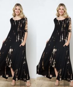 Social Butterfly Collection New Arrivals Tie Dye Print Long Maxi Handkerchief Dress
