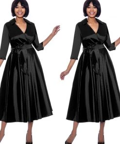 Social Butterfly Collection Black Classic Style Faux Wrap Dress 12 Social Butterfly Collection Black Classic Style Faux Wrap Dress