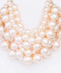Social Butterfly Collection Cream Mixed Cluster Pearl Necklace New Arrivals