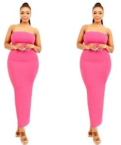 Social Butterfly Collection New Arrivals Pink Plus Size Two Piece Form Fitted Dress Duster Set