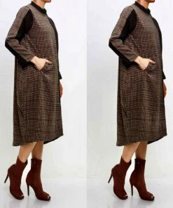 Social Butterfly Collection Sale Plaid Check Black Color Block Bubble Hem Dress