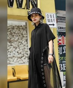 Social Butterfly Collection White Or Black Button Down Grommet Detail Top