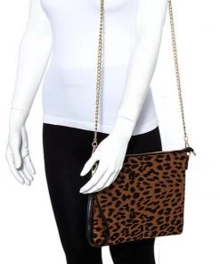 Social Butterfly Collection Sale Leopard Animal Print Faux Cowhide Crossbody Clutch Handbag