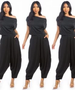 Social Butterfly Collection New Arrivals Two Piece Black Harem Pant Set