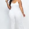 Social Butterfly Collection White Plus Size Spaghetti Strap Jumpsuit