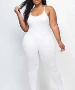 Social Butterfly Collection White Plus Size Spaghetti Strap Jumpsuit