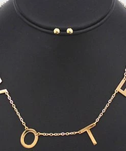 Social Butterfly Collection Gold Or Silver VOTE Necklace