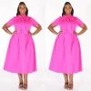 Social Butterfly Collection Pink Plus Size Necktie Mid Length Dress