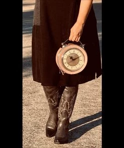 Social Butterfly Collection Accessories Pink Retro Style Clock Handbag