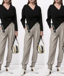 Social Butterfly Collection Sale Black Lightweight Sweater Belt Detail Top