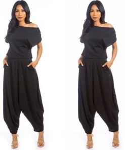 Social Butterfly Collection New Arrivals Two Piece Black Harem Pant Set