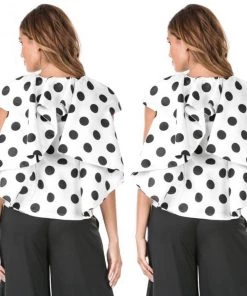Social Butterfly Collection White Black Polka Dot Cascading Back Jacket