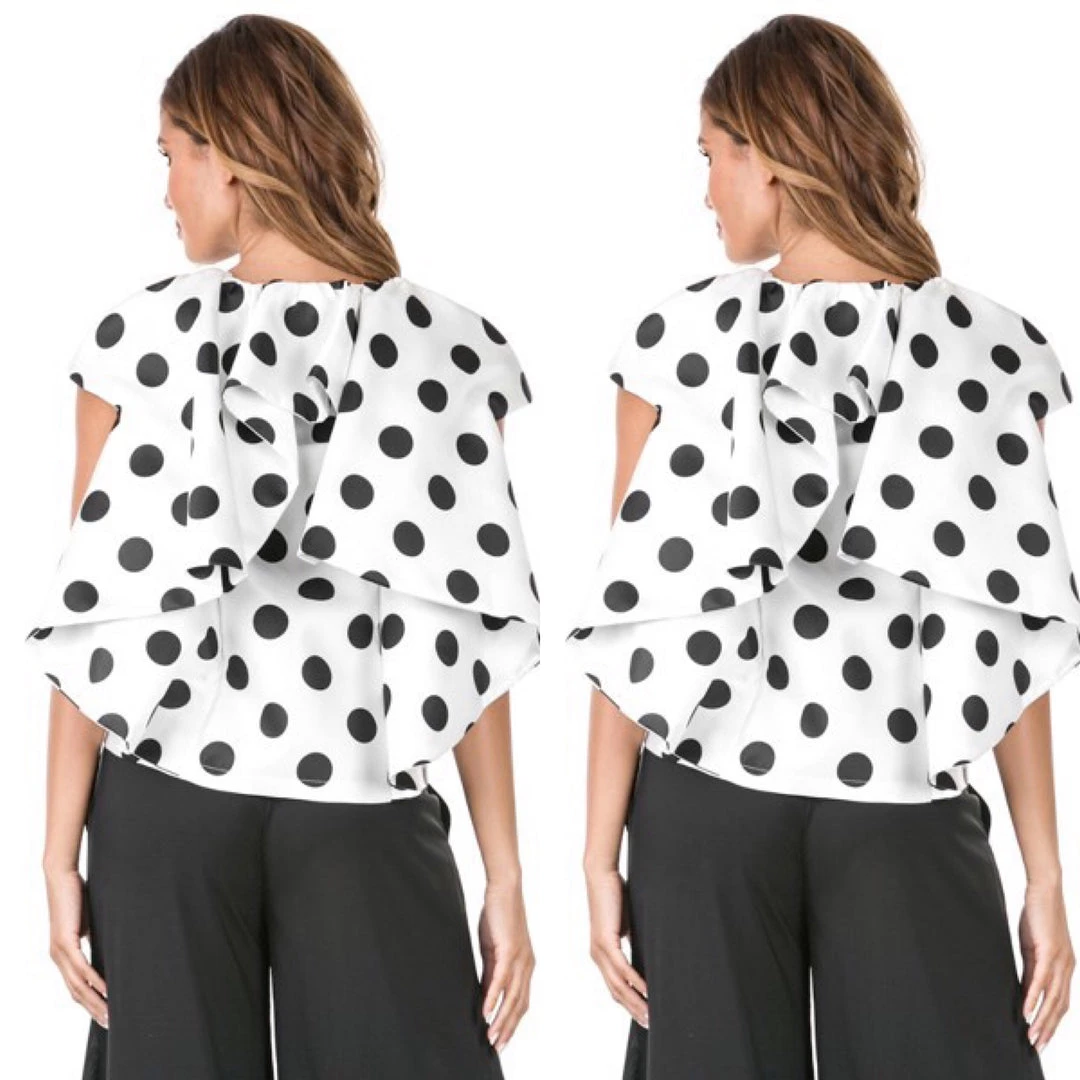 Social Butterfly Collection White Black Polka Dot Cascading Back Jacket 3 Social Butterfly Collection White Black Polka Dot Cascading Back Jacket