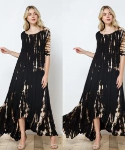 Social Butterfly Collection New Arrivals Tie Dye Print Long Maxi Handkerchief Dress