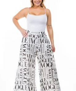 Social Butterfly Collection White Black Vogue Print Palazzo Pants New Arrivals