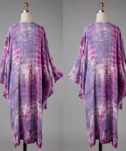 Social Butterfly Collection Purple Pink Tie Dye Kimono Sleeve Sheer Duster New Arrivals
