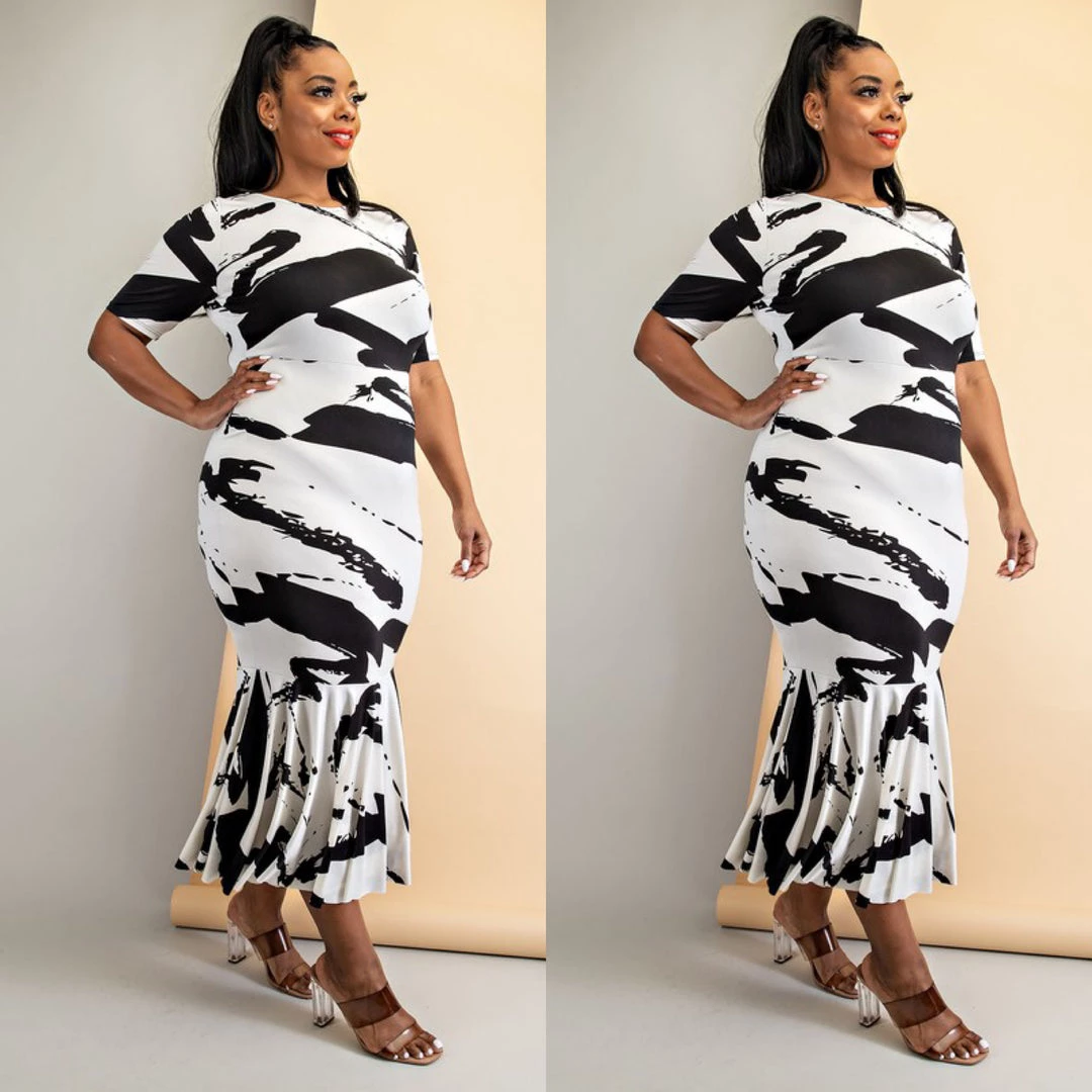 Social Butterfly Collection Plus Size Black White Form Fitted Dress 8 Social Butterfly Collection Plus Size Black White Form Fitted Dress