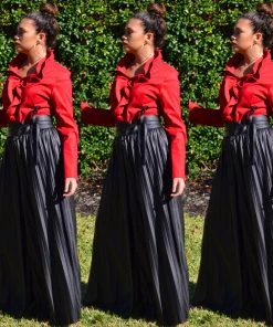 Social Butterfly Collection Ruby Red Ruffle Neckline Top