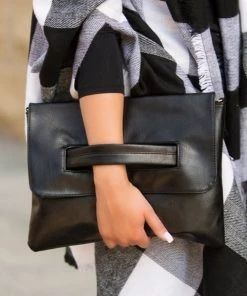 Social Butterfly Collection New Arrivals Black Diagonal Strap Clutch Handbag